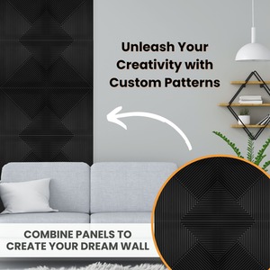 3D Wall Panels (50x50 cm) PVC Cladding Panel in Chevron Line Design by NOVECRAFTO