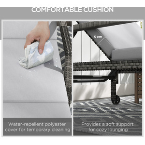 Outsunny Rattan Wicker Chaise Sun Lounger - Dark Grey by Outsunny