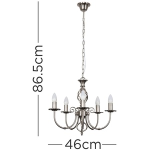 Memphis 5 Way Celling Light Chandelier - Brushed Chrome by ValueLights