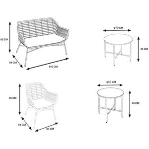 5 Piece Antigua Rattan Conversation Set - Black by Outdoor Essentials