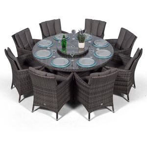 Savannah Round Rattan Patio Dining Set - Grey / 8 by Giardino