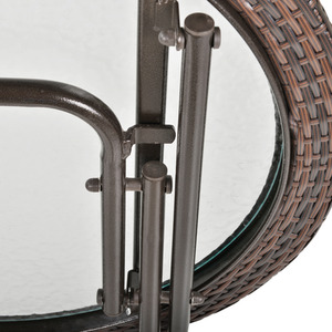 Outsunny Folding Round Tempered Glass Metal Table - Brown by Outsunny