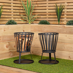 2 Pack of 50cm High, 35cm Diameter Garden Log Burner - Black by Samuel Alexander