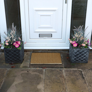 Tallis Boucle Coir Latex Backed Door Mat - Natural by JVL