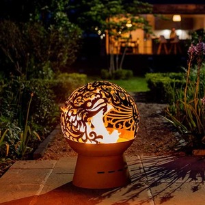 Helios Fireglobe Fire Pit - Brown by Garden Mile