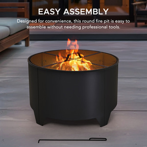 Outdoor Steel Fire Pit with Fire Poker - Black by Sunjoy