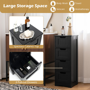 Costway Floor Storage Cabinet Bathroom Cabinet - Black by Costway