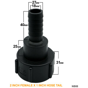 IBC S60x6 (2 inch) Female to (2 inch) Hose Tail by DNA PACKAGING LTD