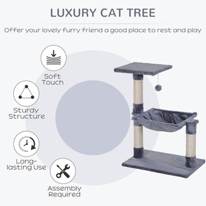 Pawhut Multi Level Cat Activity Tree - Grey by Pawhut