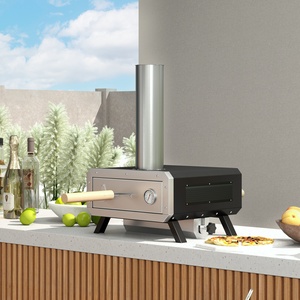 Outsunny Wood Fired Pizza Oven with Rotating Pizza Stone - Black by Outsunny