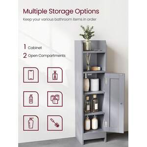 Slim Bathroom Storage Cabinet with two Shelves - Grey by VASAGLE