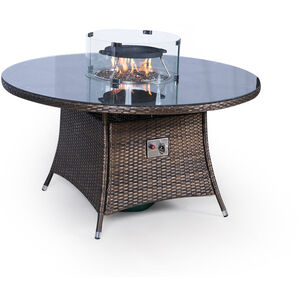 Arizona Fire Pit Round Rattan Patio Dining Set - Brown / 6 by Giardino