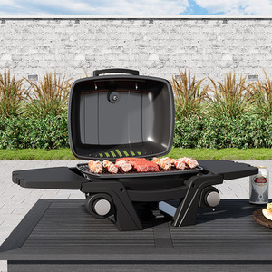 Portable Propane Gas Grill with Side Tables - Black by Garden Sanctuary