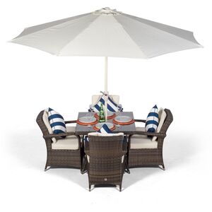 Arizona Square Rattan Patio Dining Set - Brown / 4 by Giardino