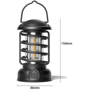 Outdoor Camping Tent Light Vintage Rechargeable Carrying Lights - Black