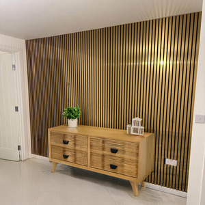 4x Wood Acoustic Slatted Wall Panels - Gold Metallic by Aluxo