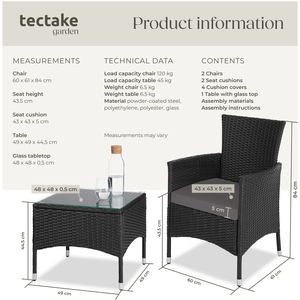 Rattan Garden Furniture Set Lucerne Two Sets Of Cushion Covers by tectake