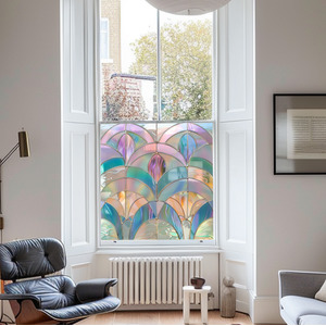 Alfedena Art Deco Stained Glass Privacy Window Film - Pink / 60cm by Creative Printing Solutions