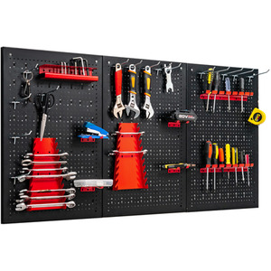 Costway Pegboard Wall Organizer Kit Multifunctional Garage Storage - Black by Costway