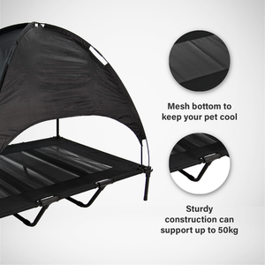 Grey Elevated Dog Bed with Canopy - Grey / 91cm by Actiaspet
