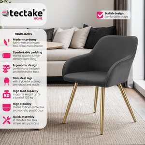 Dining Chair Scandi - Padded Boucle Cover, High Backrest by tectake