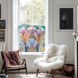 Volano Art Deco Stained Glass Privacy Window Film by Creative Printing