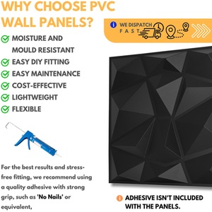 3D Wall Panels (50x50 cm) PVC Cladding Panel in Diamond Design by NOVECRAFTO