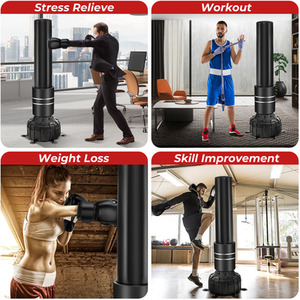 Freestanding Punching Bag Kickboxing Bag - Black by Costway