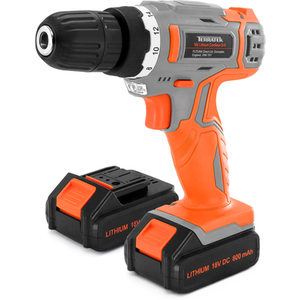18V Cordless Drill Driver 13 Piece Kit - Orange / Drill, Accessory Kit and 2 Batteries by Terratek