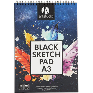 Black Sketch Pad - Black / A3 by Art Studio