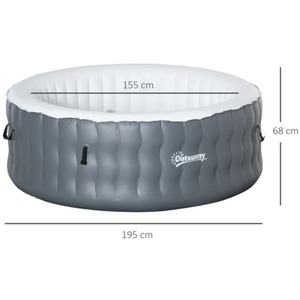 Inflatable Outdoor Hot Tub Spa with Pump - Grey by Furnico Living Ltd