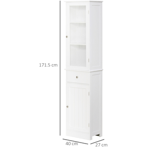 kleankin Restroom Tower with Multi-Tier Shelving - White by kleankin