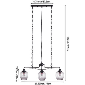 3-Light Glass Chandelier - Black by Livingandhome