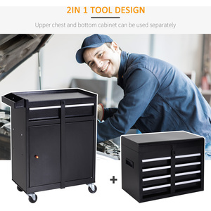 DURHAND 2 in 1 Metal Tool Cabinet Storage Box - Black by DURHAND