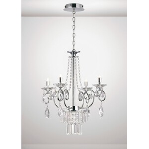 Eden Ceiling Pendant Chandelier 4 Light G9 Polished Chrome, Crystal - Polished Chrome