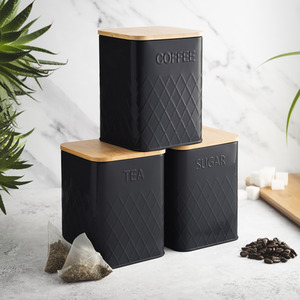 3 Piece Kitchen Storage Set Square - Black by Cooks Professional