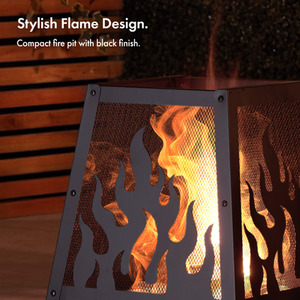 Square Small Flame Fire Pit - Black by VonHaus