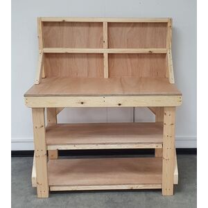 Eucalyptus Top Workbench With Back Panel And Double Shelf by Arbor Garden Solutions