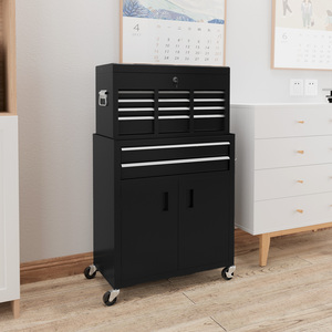 HOMCOM Portable Tool Chest with Wheels Drawers for Garage - Black by HOMCOM