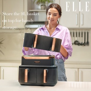 ELLE 9L Dual Air Fryer - Grey & Rose Gold / Triple Air Fryer by GRS