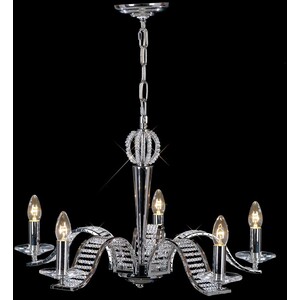 Niobe Ceiling Pendant Chandelier 5 Light Polished Chrome, Crystal - Polished Chrome