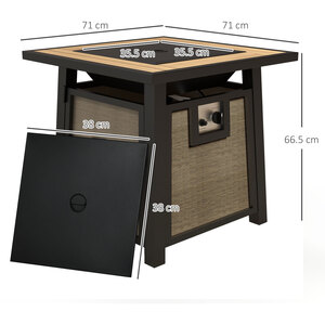 Outsunny 50,000 BTU Gas Fire Pit Table - Brown by Outsunny