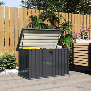 Outsunny 400L Lockable Metal Outdoor Storage Box - Grey by Outsunny