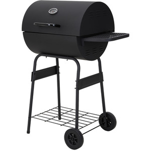 Outdoor Charcoal BBQ Grill with Wheels - Black by Livingandhome