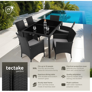 Rattan Garden Furniture Set 61 With Protective Cover - Black/Grey by tectake