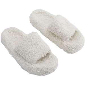 Soft Plush Open-Toe Cotton Slippers by Livingandhome