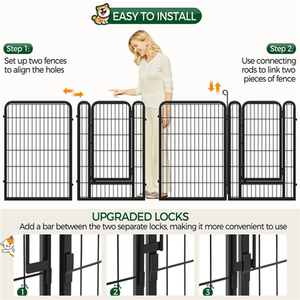 6 Panels Metal Dog Pet Playpen - Black / 1.2cm / 100cm by Yaheetech