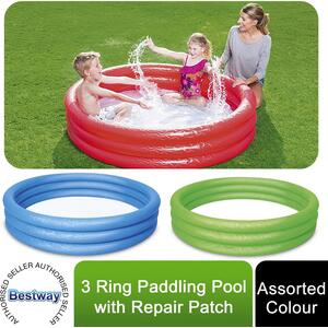 Paddling Pool 3 Ring Kids with Repair Patch - Paddling Pool Classic 152x30cm by Bestway