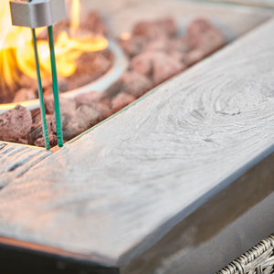 Rattan Fire Pit Table Heater with Lava Rocks - Grey by Teamson Home