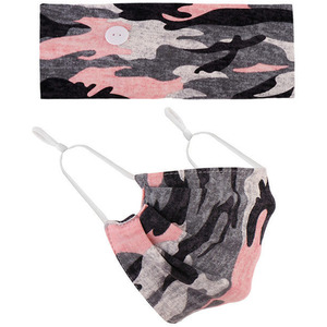 Headband and Face Mask Set - Pink Camo x1 / 1